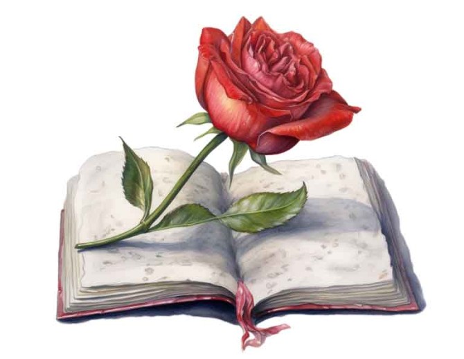 دانلود طرح شاخه گل قرمز و کتاب