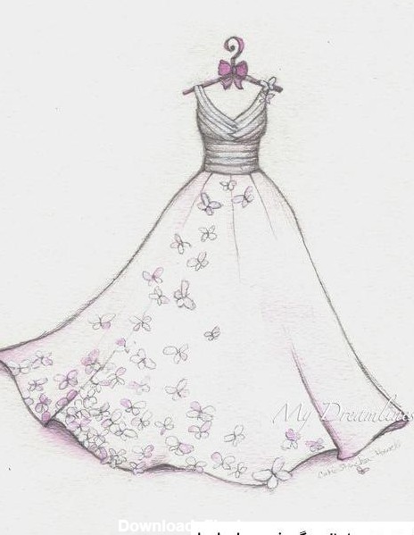 نقاشی دخترانه لباس عروس ❤️ [ بهترین تصاویر ]