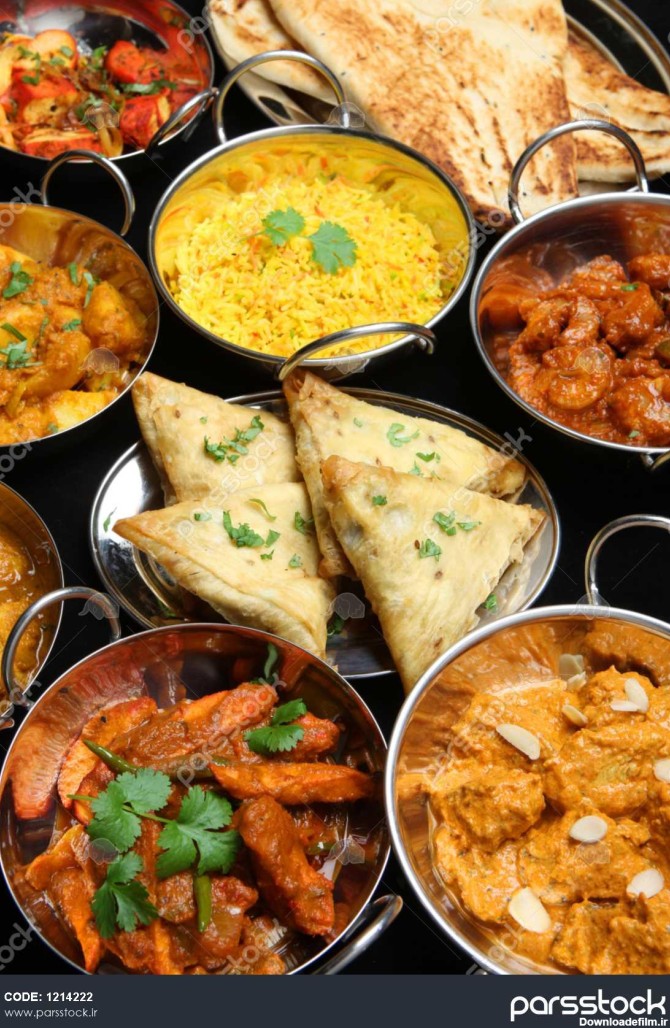 غذاهای هندی از جمله کاری برنج سمبوسه و نان نان 1214222