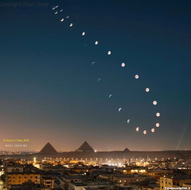 تصویر مسحورکننده از مسیر حرکت ماه در آسمان طی ۳۰ روز/ عکس