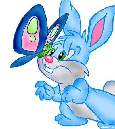 عکس خرگوش کارتونی با پروانه