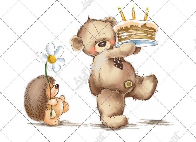 عکس کیک تولد خرس و جوجه تیغی کارتونی