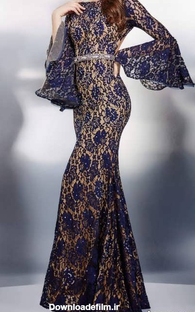 مدل لباس مجلسی بلند گیپور با طراحی شیک و جدید