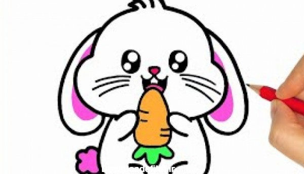 آموزش نقاشی خرگوش کوچک کیوت با هویج ،آموزش نقاشی کودکان