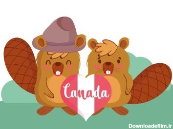 دانلود وکتور Beavers با طرح وکتور قلب کانادایی