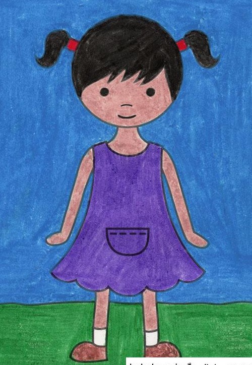نقاشی-کودکانه-دختر-ساده-زیبا