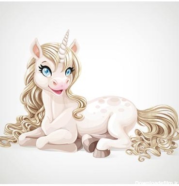 دانلود فایل لایه باز کاراکتر و شخصیت کارتونی اسب سفید زیبای شاخدار مهربان ارائه شده با دو فرمت ai و eps