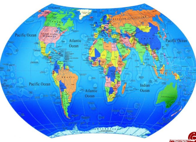 عکس کره ی زمین با اسم کشورها فارسی