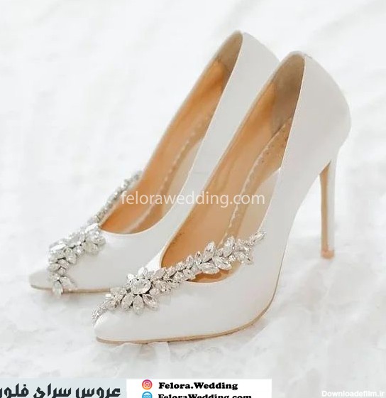 کفش سفید عروس پاشنه بلند | کد 0509