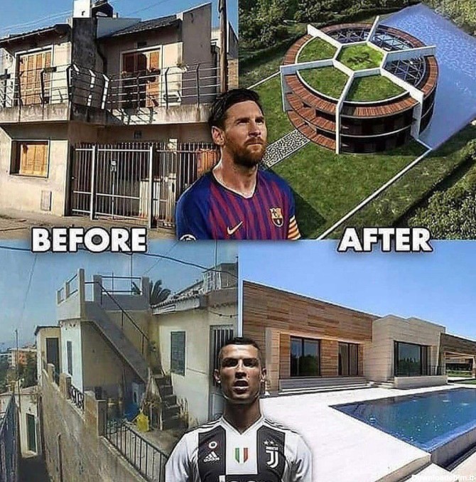 فرارو | (عکس) خانه مسی و رونالدو قبل و بعد از ثروتمند شدن
