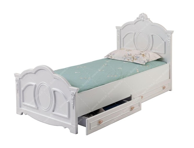خرید تخت خواب نوجوان کشودار سفید مدل امید با قیمت تولیدی