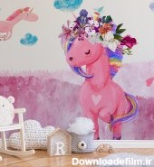 قیمت و خرید پوستر دیواری کودک اسب های تک شاخ مدل BKW009 | بومرنگ