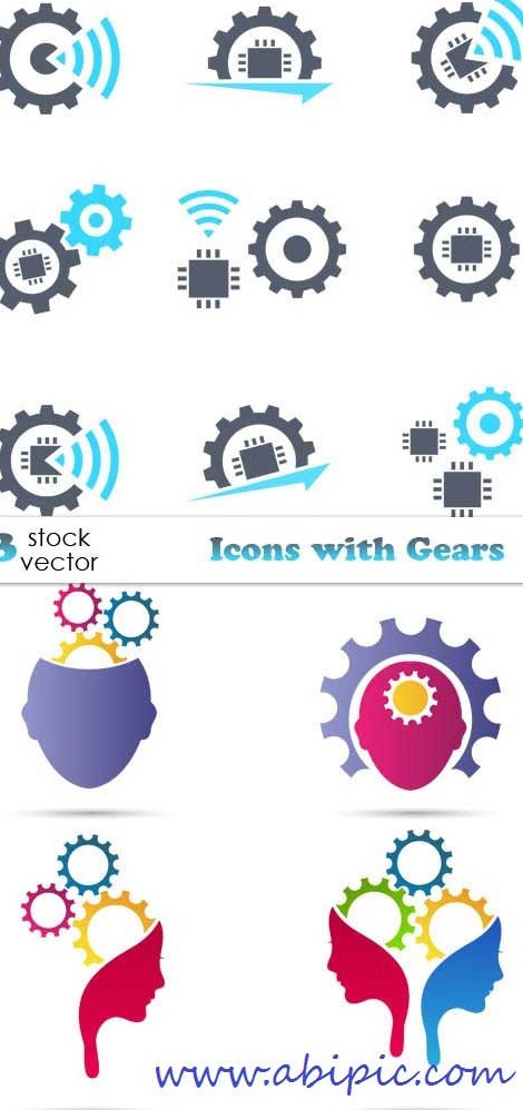 دانلود وکتور آیکون با طرح چرخدنده Vectors - Icons with Gears