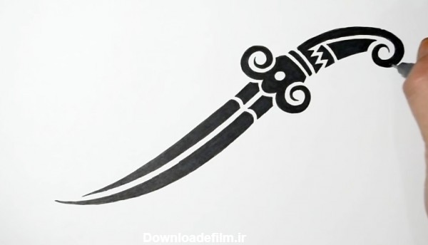 How to Draw a Knife Dagger - Tribal Tattoo Art Design