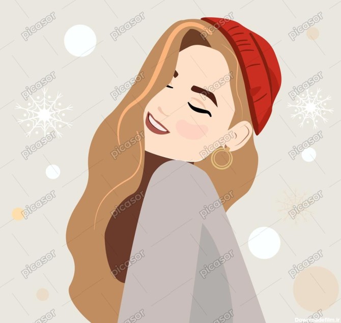 وکتور دختر جوان با کلاه در زمستان برفی » پیکاسور