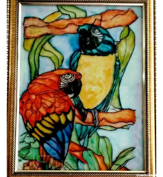 تابلو نقاشی روی شیشه مدل مرغ عشق