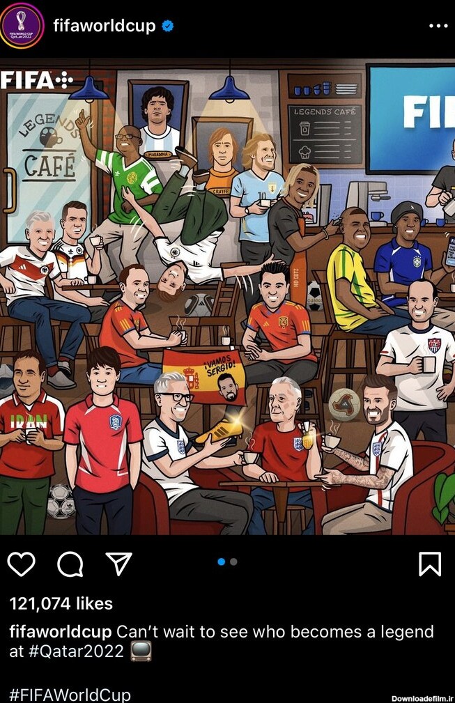 عکس | کاپیتان سابق ایران در کنار بزرگان تاریخ جام جهانی | همه اسطوره‌های فوتبال در یک کافه جمع شدند!