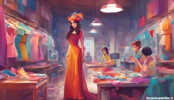 یک زن در یک اتاق طراحی لباس