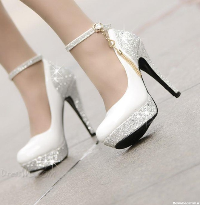 مدل زیبا از کفش پاشنه بلند سفید ویژه عروس