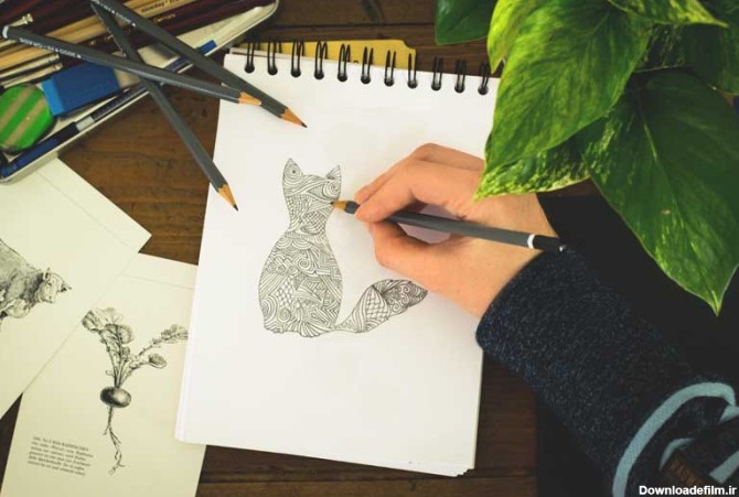 عکس هنری نقاشی انتزاعی گربه