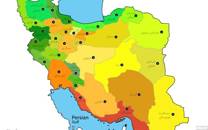 نقشه ایران با شهرها
