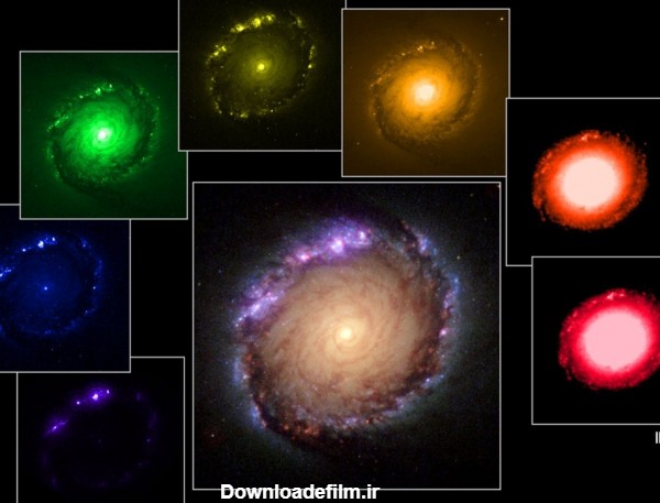 تصویری از کهکشان NGC 1512 که در هفت فیلتر رنگی باند پهن گرفته شده است.