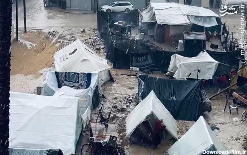هوای بارانی در اردوگاه های آوارگان غزه