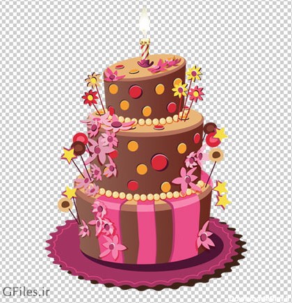 دانلود کیک جشن سه طبقه کارتونی بصورت فایل دوربری شده و فاقد بکگرند