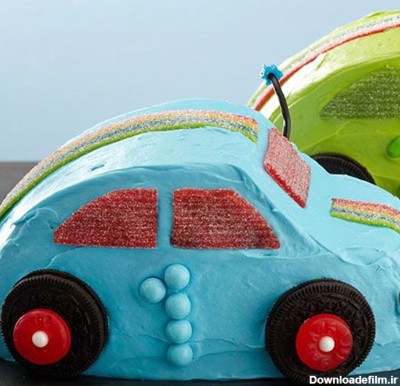 کیک تولد پسرانه ماشین با پاستیل و بیسکوییت