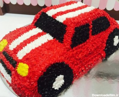 کیک تولد ماشین مسابقه ای قرمز