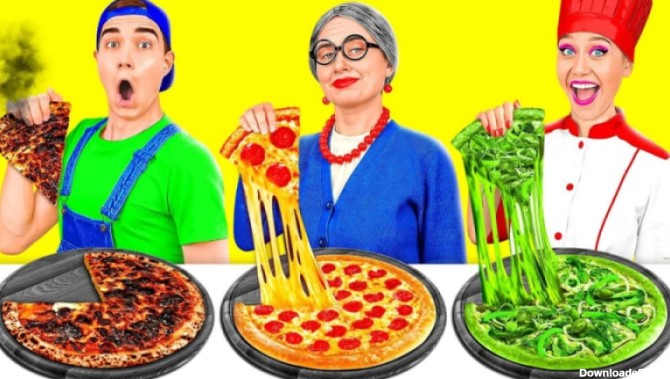 چالش غذایی - چالش جدید و خنده دار - چالش پیتزا سوخاری - بانوان سرگرمی تفریحی
