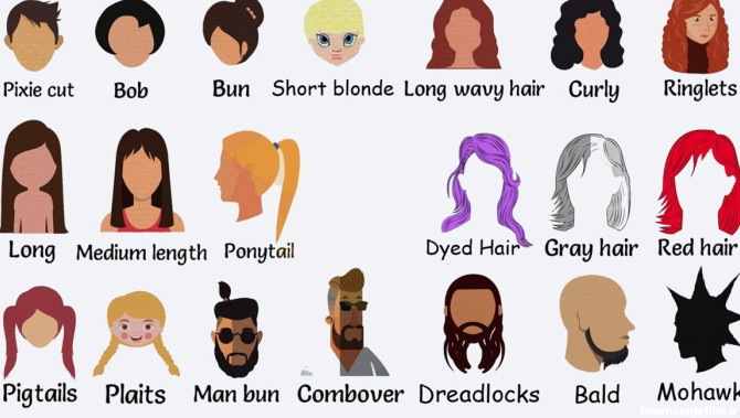 انواع مختلف مدل مو در زبان انگلیسی | کلینیک زبان رفیعی