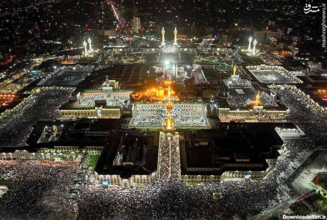 مشرق نیوز - تصویر هوایی از شب بیست و یکم ماه رمضان در حرم رضوی