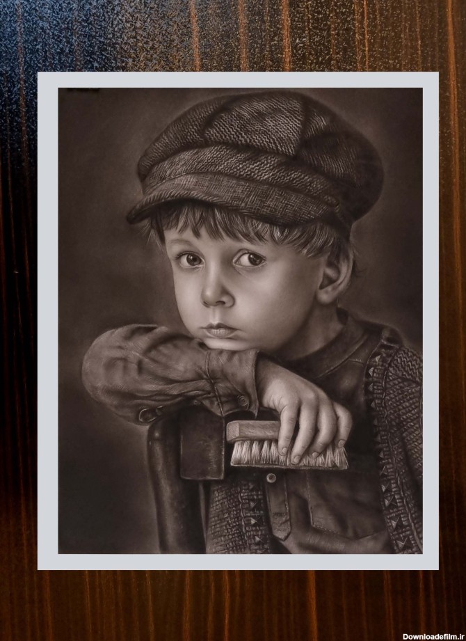 آموزش چهره کودک سیاه قلم - گالری هنری الیسان