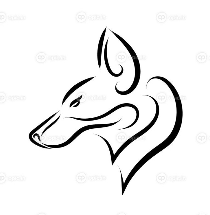 وکتور خط سیاه و سفید هنر سر روباه استفاده مناسب برای نماد ...
