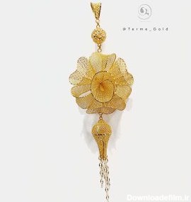 آویز فیوژن طلای ۱۸ عیار گل ریناس آویزدار بلند - termegold
