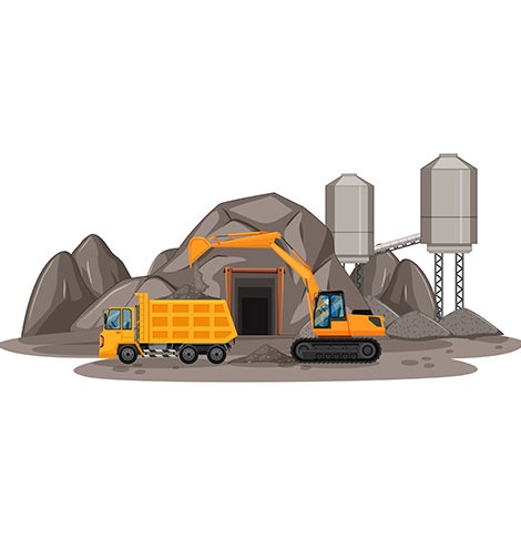 coal mining scene with different types construction trucks 1 وکتور نمادگرایی ماه های تولد - عناصر