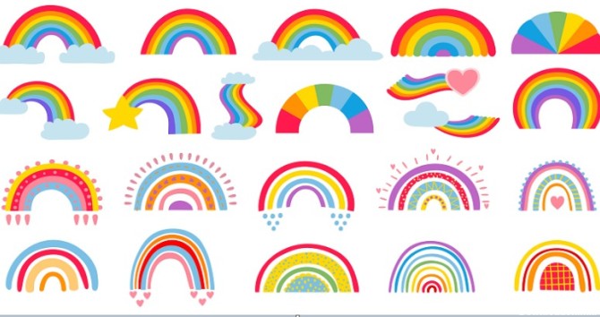 دانلود 35 وکتور رنگین کمان لایه باز Rainbow آپدیت 2024
