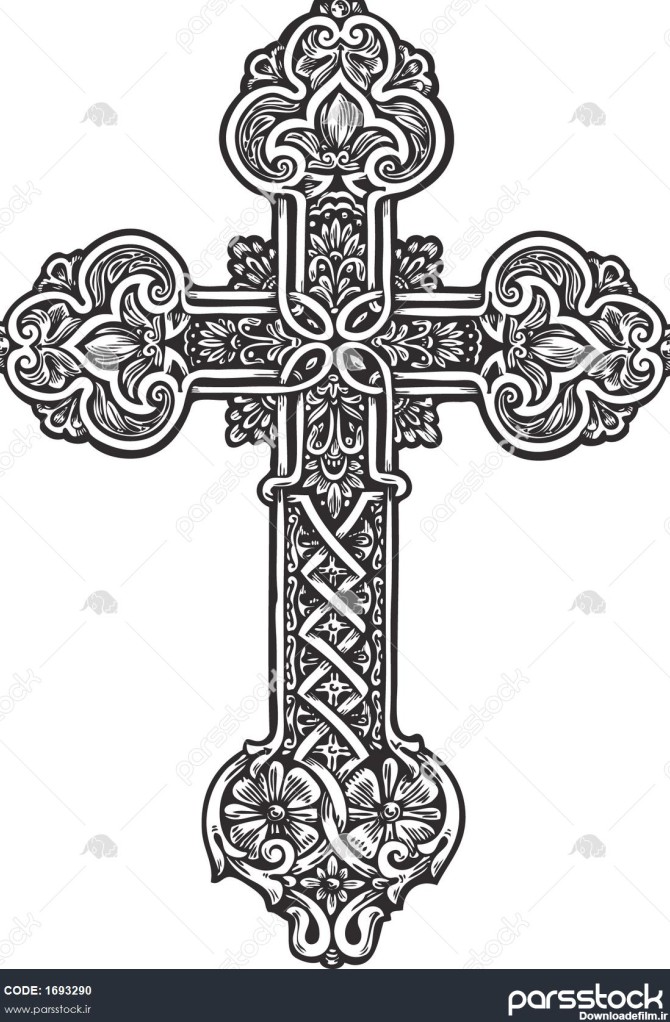صلیب تزئین شده زیبا تصویر برداری طرح 1693290
