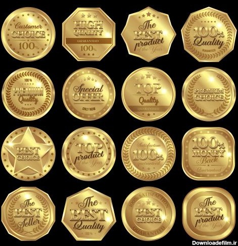 golden awards badge set 1 وکتور نمادگرایی ماه های تولد - عناصر