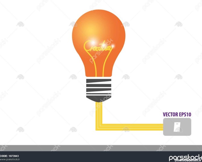 الگوی طراحی خلاقانه لامپ با طراحی کلمه خلاق در داخل وکتور 1073943