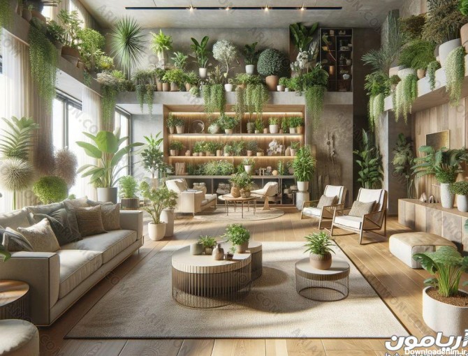 طراحی دیوار پذیرایی با گیاهان