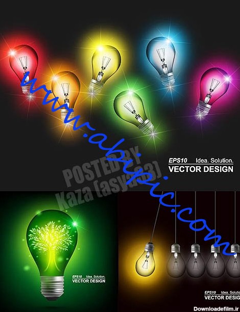 دانلود تصاویر وکتور لامپ های رنگی Color lamps Vector