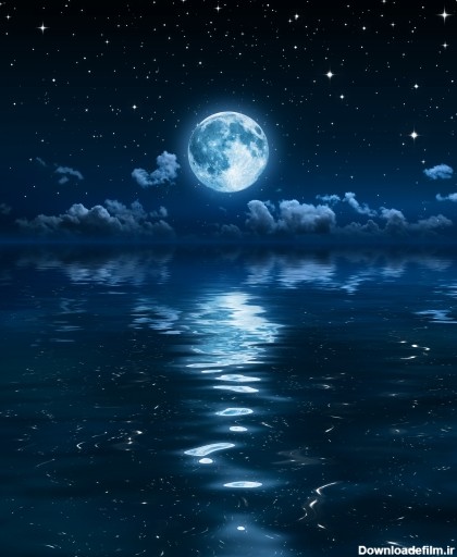 عکس دریا و ماه در شب