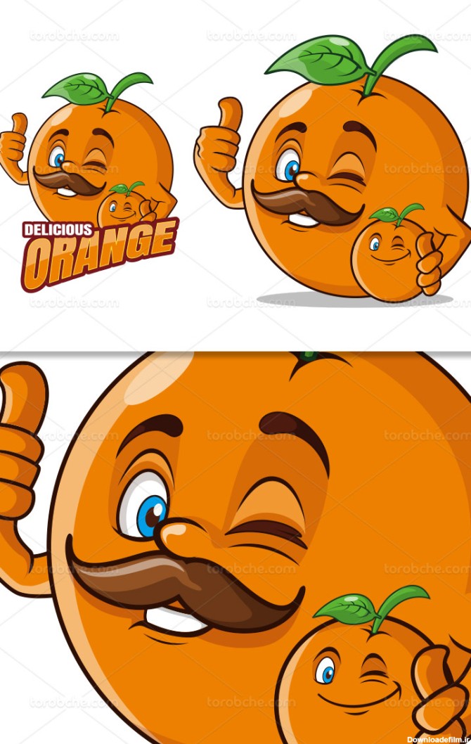 وکتور کاراکتر پرتقال بامزه - گرافیک با طعم تربچه - طرح لایه باز