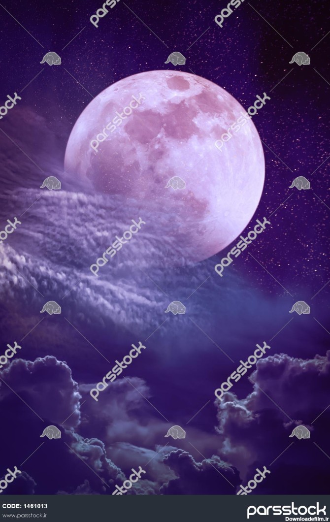 سوپر ماه منظره زیبا زیبا با ستاره های زیادی چشم انداز آسمان شب با ...
