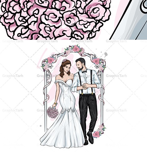وکتور عروس و داماد با تور سفید | دانلود طرح لایه باز وکتور ...