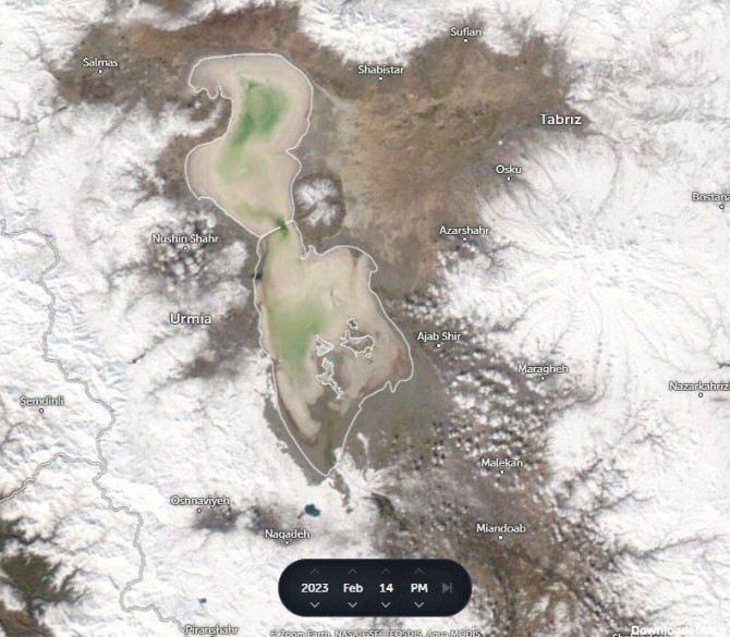 جدیدترین تصویر ماهواره‌ای از وضعیت دریاچه ارومیه - تابناک | TABNAK
