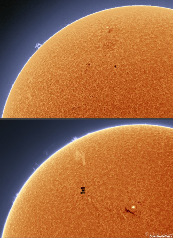 عبور ایستگاه های فضایی از مقابل خورشید — تصویر نجومی ...