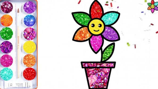 آموزش نقاشی کودکان گل و گلدان